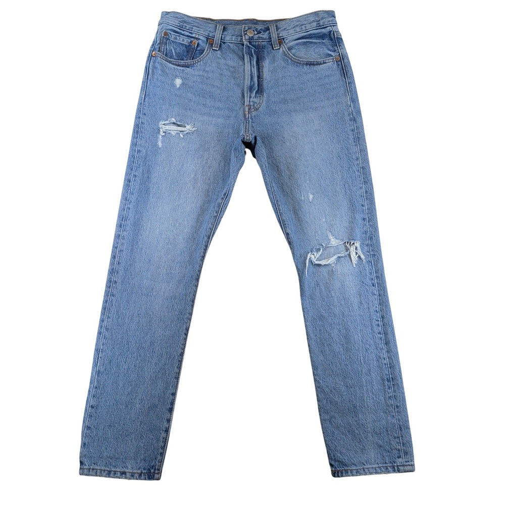 Levis Premium 501 S Skinny Light Wash Distressed Button Fly Jeans Womens W29 L28